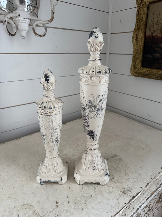 Hand Painted Set of Resin Finials - 18” & 14”