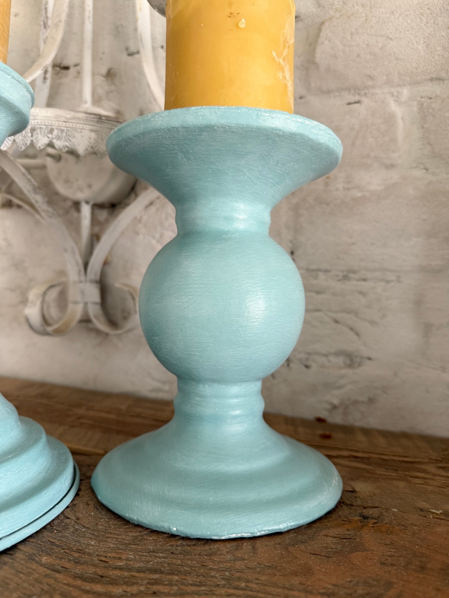 Set of Blue Hills Candlesticks - candles not included