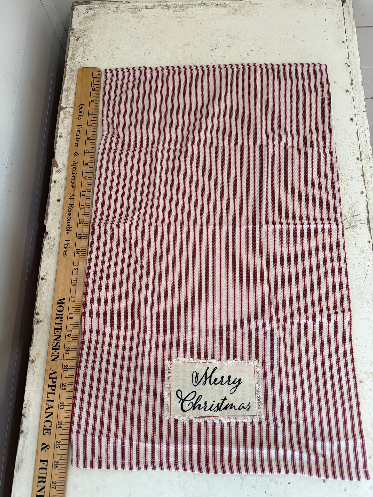 Merry Christmas Red and White Striped Dish Cloth