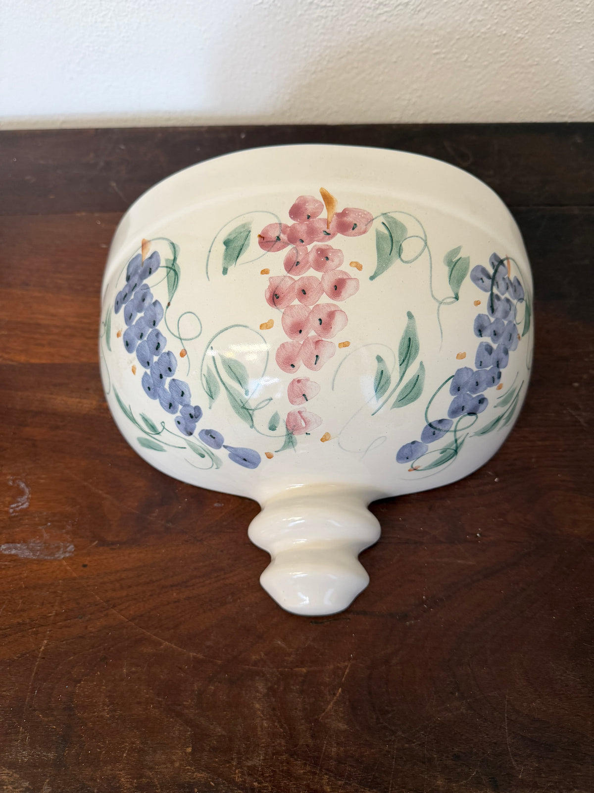 Vintage ceramic wall pocket or Planter with Grapes