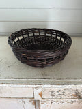 Vintage round wicker basket - Brown
