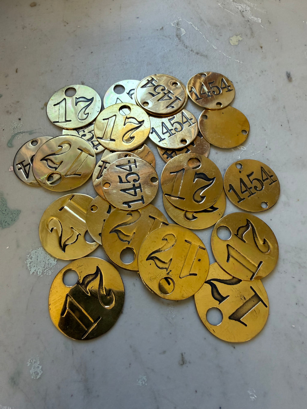 Set of 26 brass locker tags