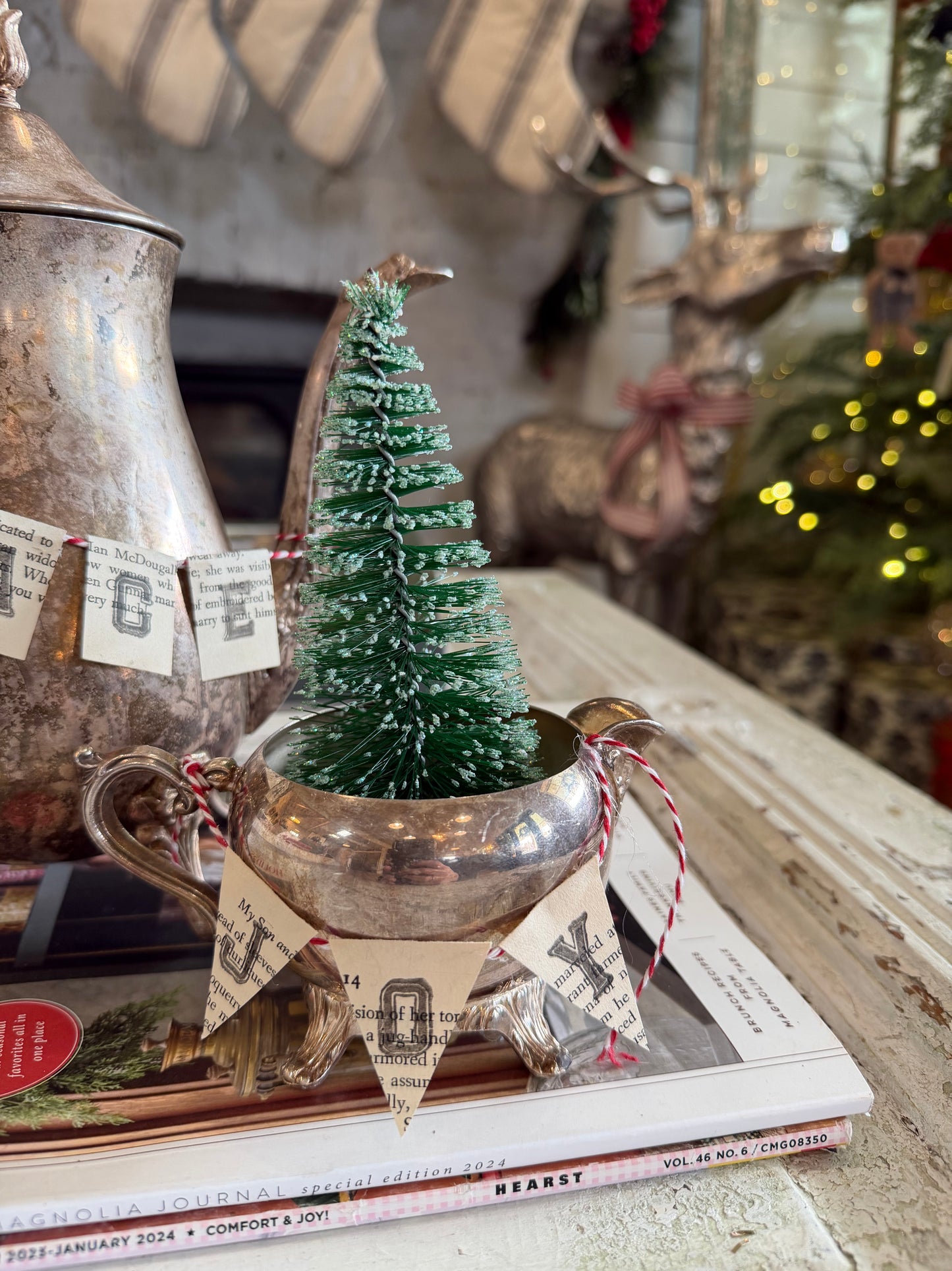 Tarnished Silver Teapots, sugar dishes and creamers with banners sold seperately