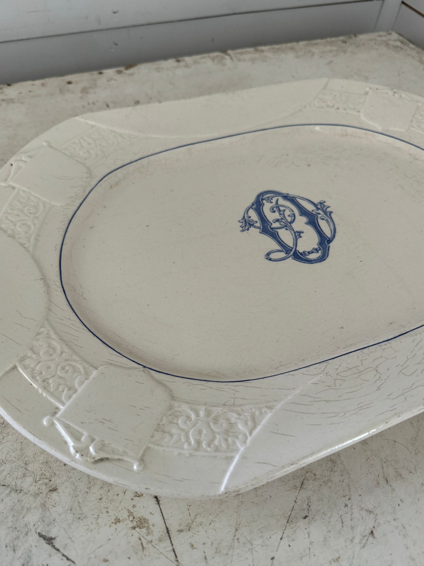 French Longchamp Monogram Ironstone Platter