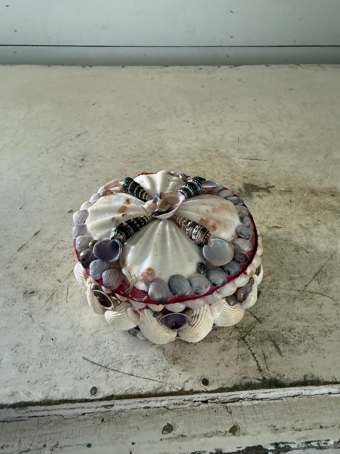 Vintage Shabby Sea Shell Trinket Box