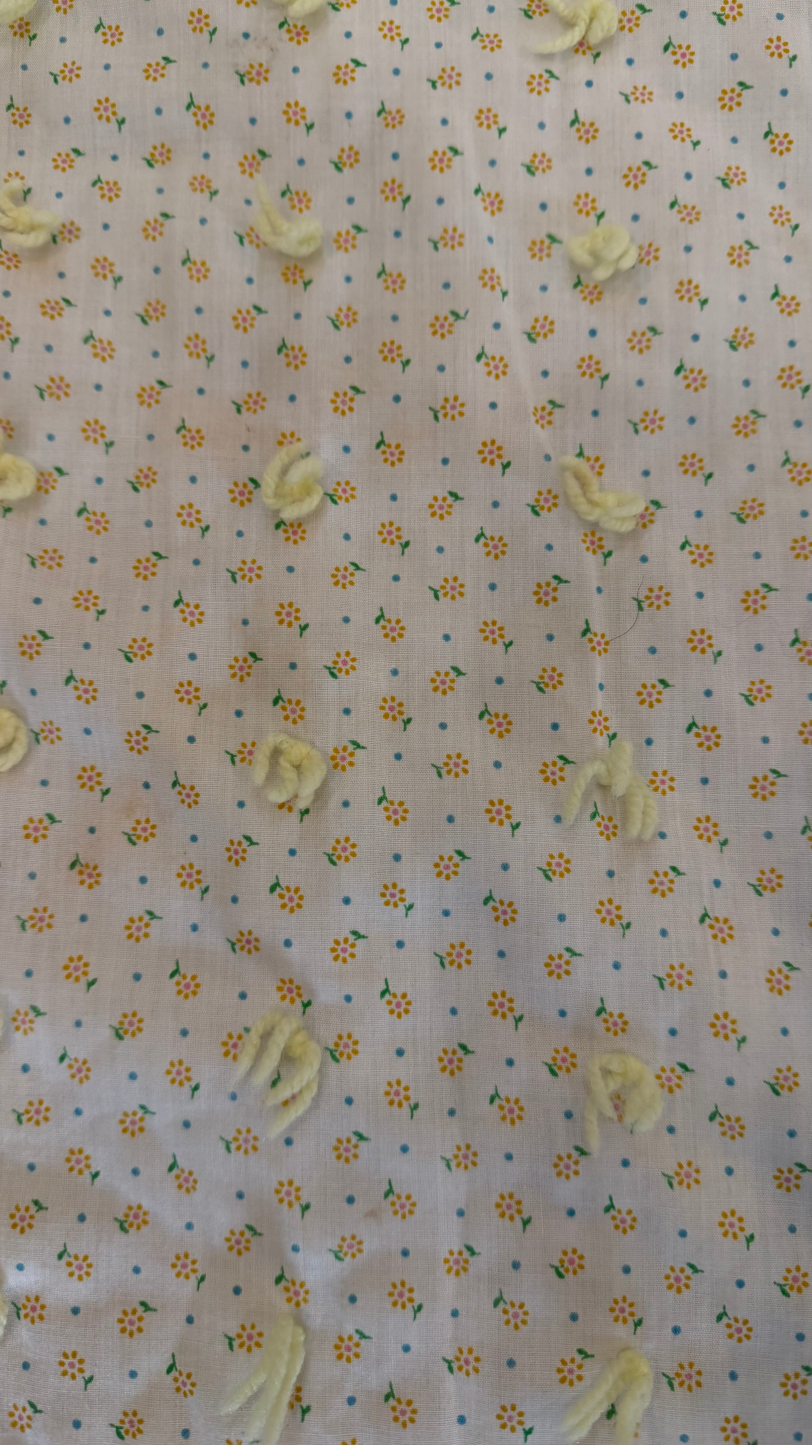 Vintage yellow tie quilt, baby blanket