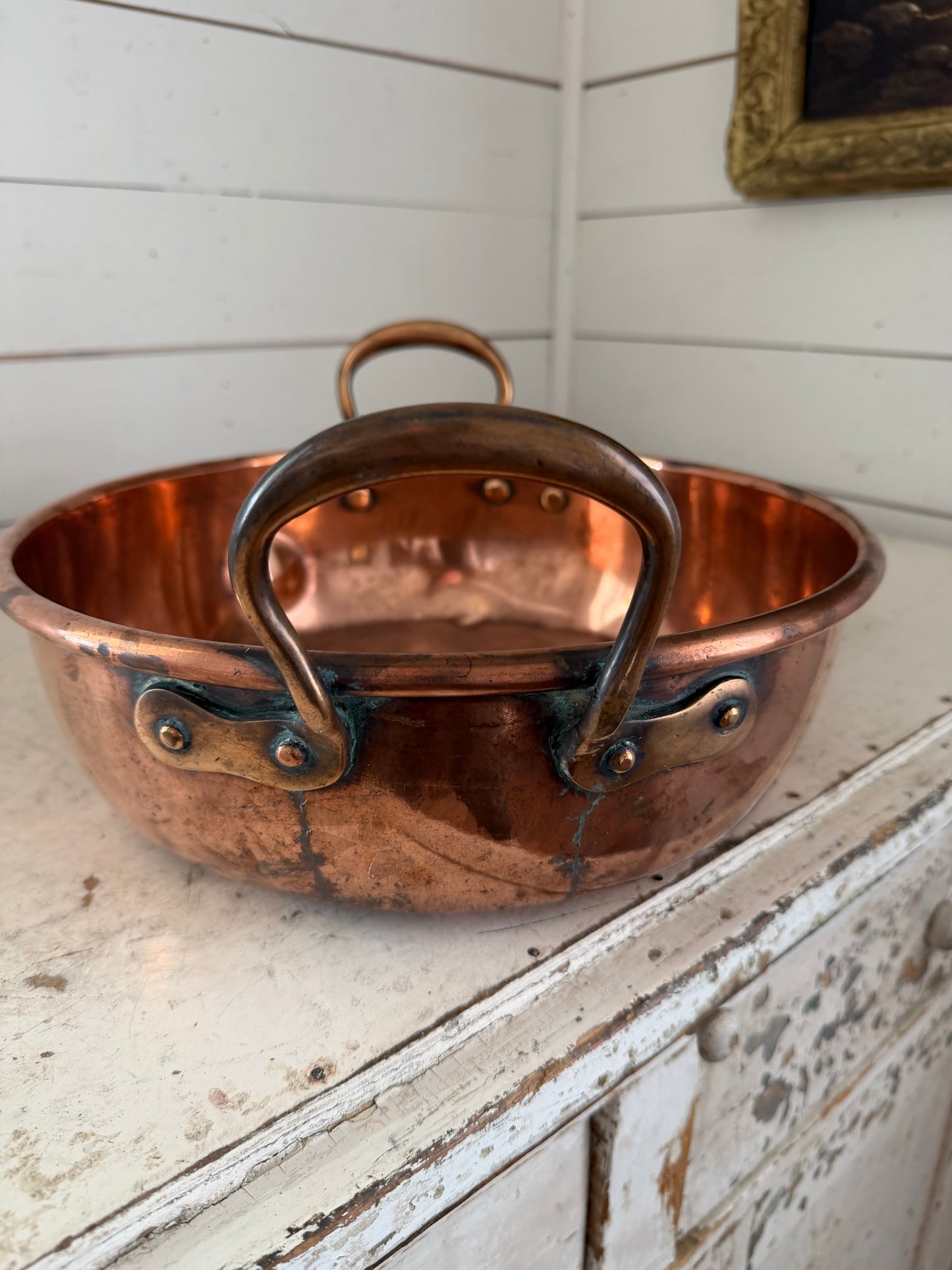 Large Antique George III Copper Pan, 1800s