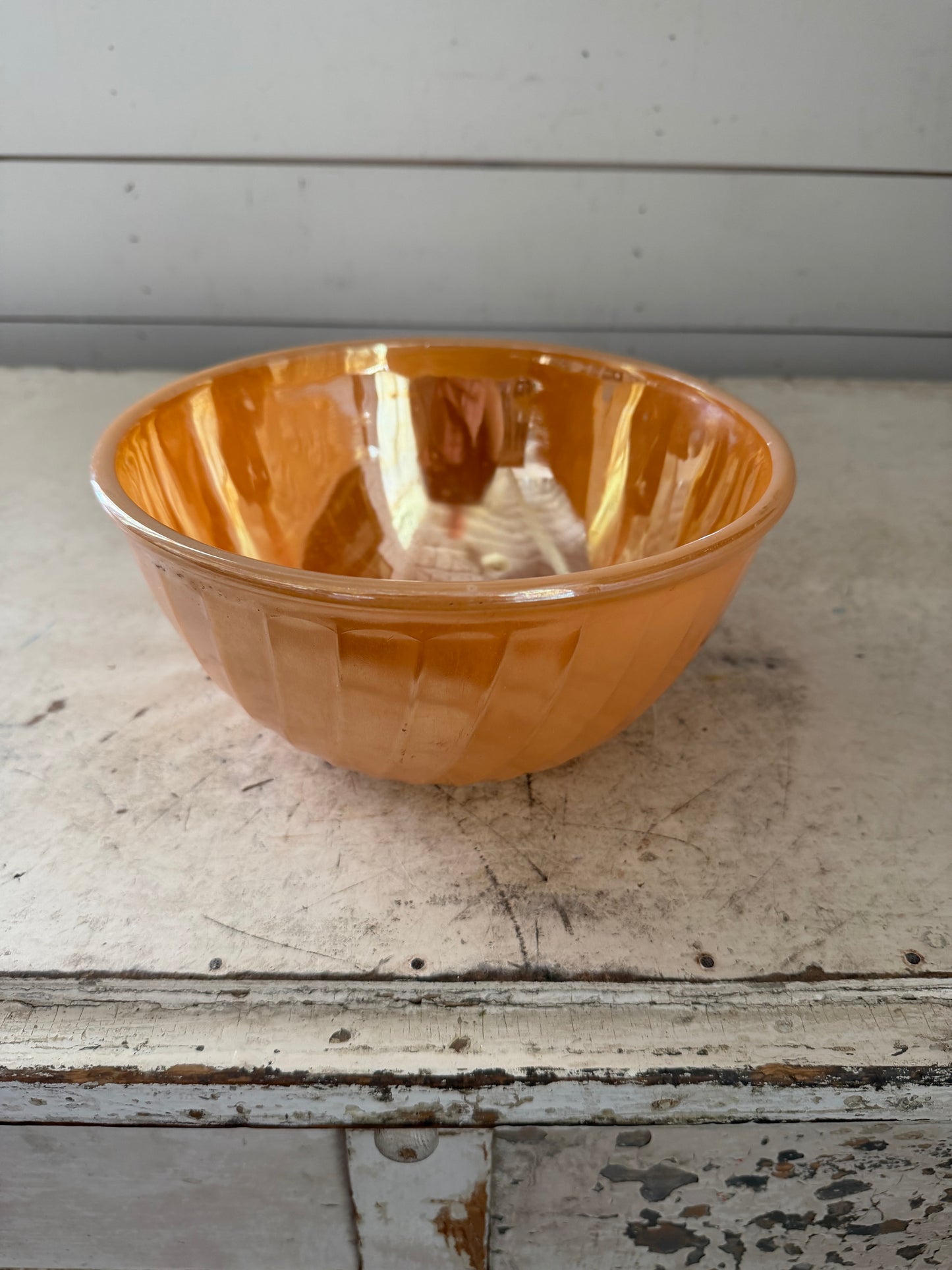 Peach lusterware swirl bowl
