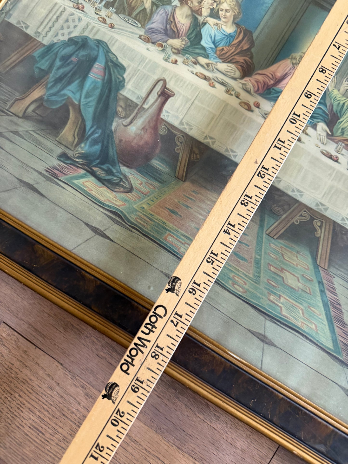 Vintage Brunozetti The Last Supper Christian Print Ornate Gesso Floral Fram