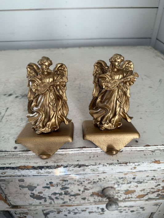 Angel Stocking Holder Set will get repaired and painted gold with dark wax