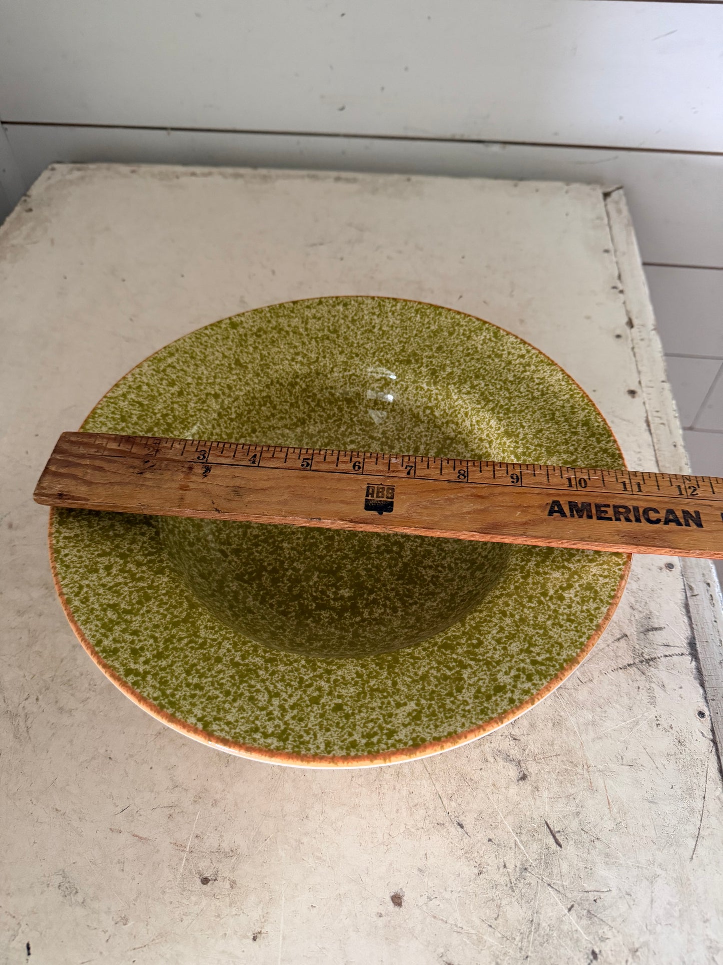 Large Sage Colored Ceramic Bowl Made in Portugal