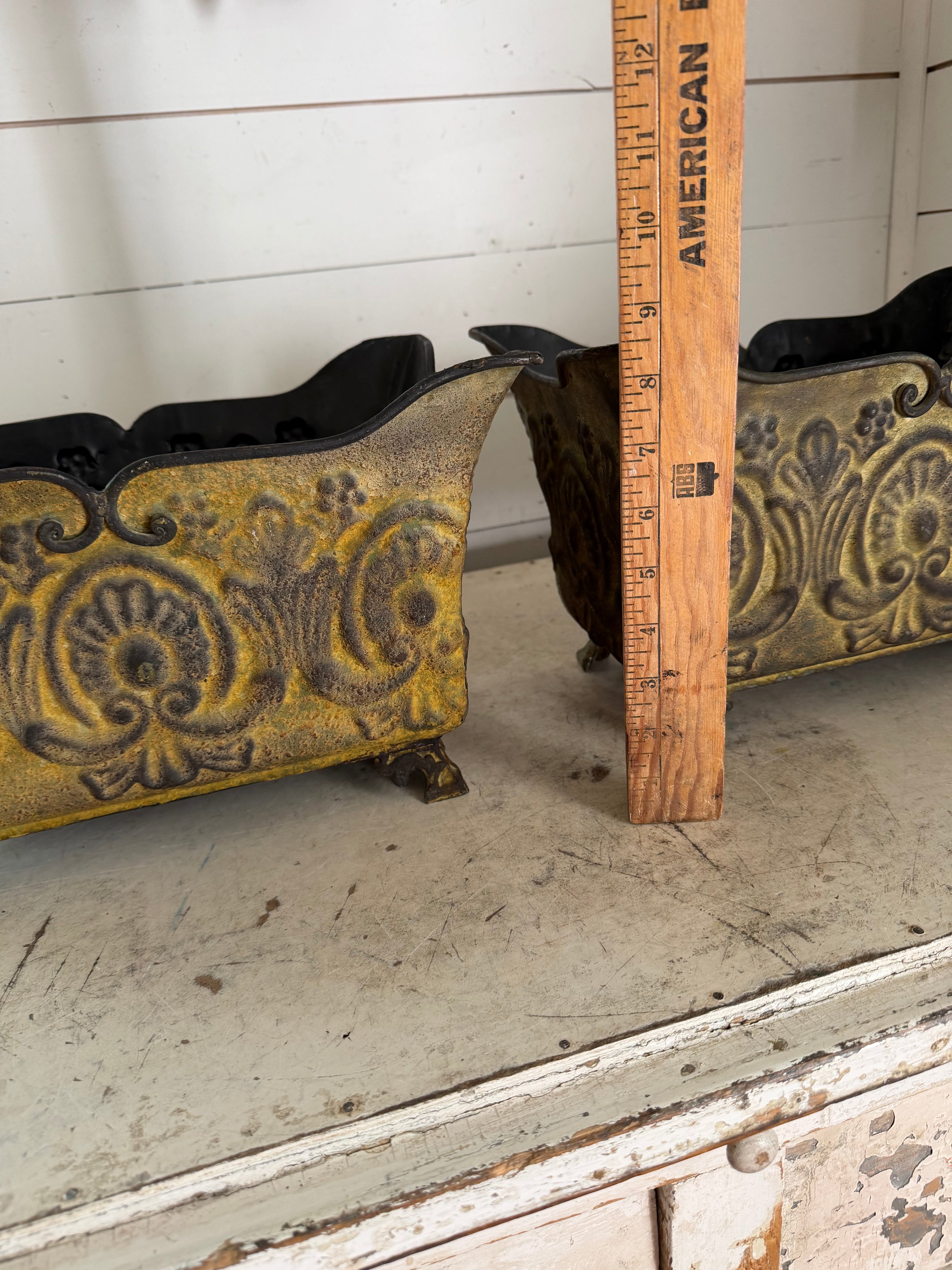 Ornate Pressed Tin Footed Planter - SOLD INDIVIDUALLY - Will get makeover