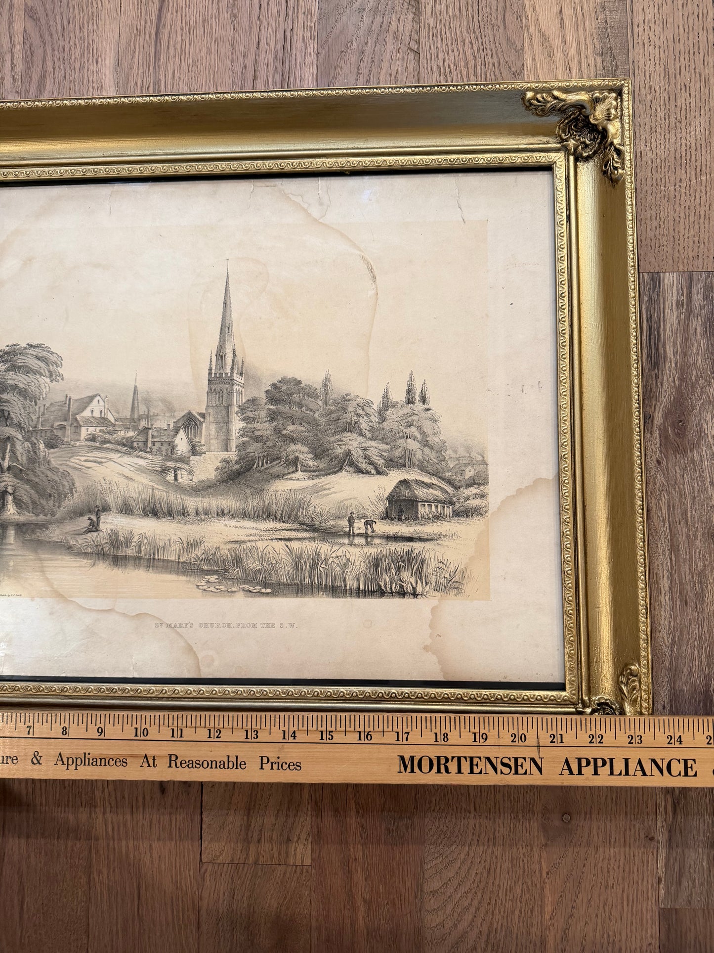 Antique Engraving Saint Mary’s Church, From The South