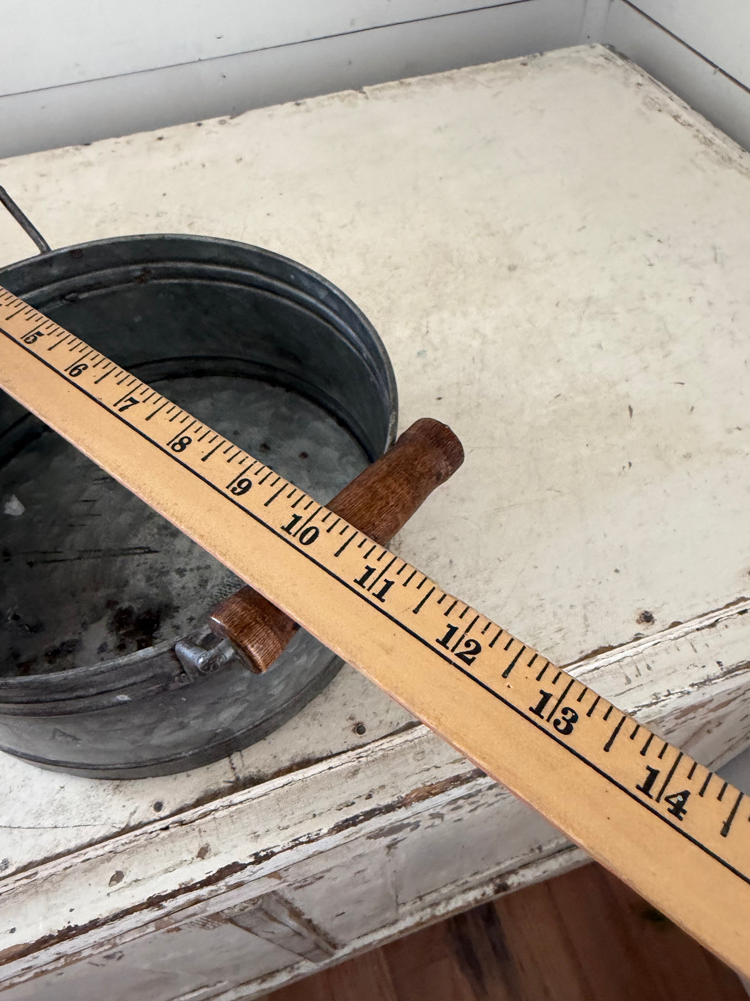 Magnolia Farms 2003 WACO TX Galvanized Metal Bucket Wood Handles Farmhouse Bin