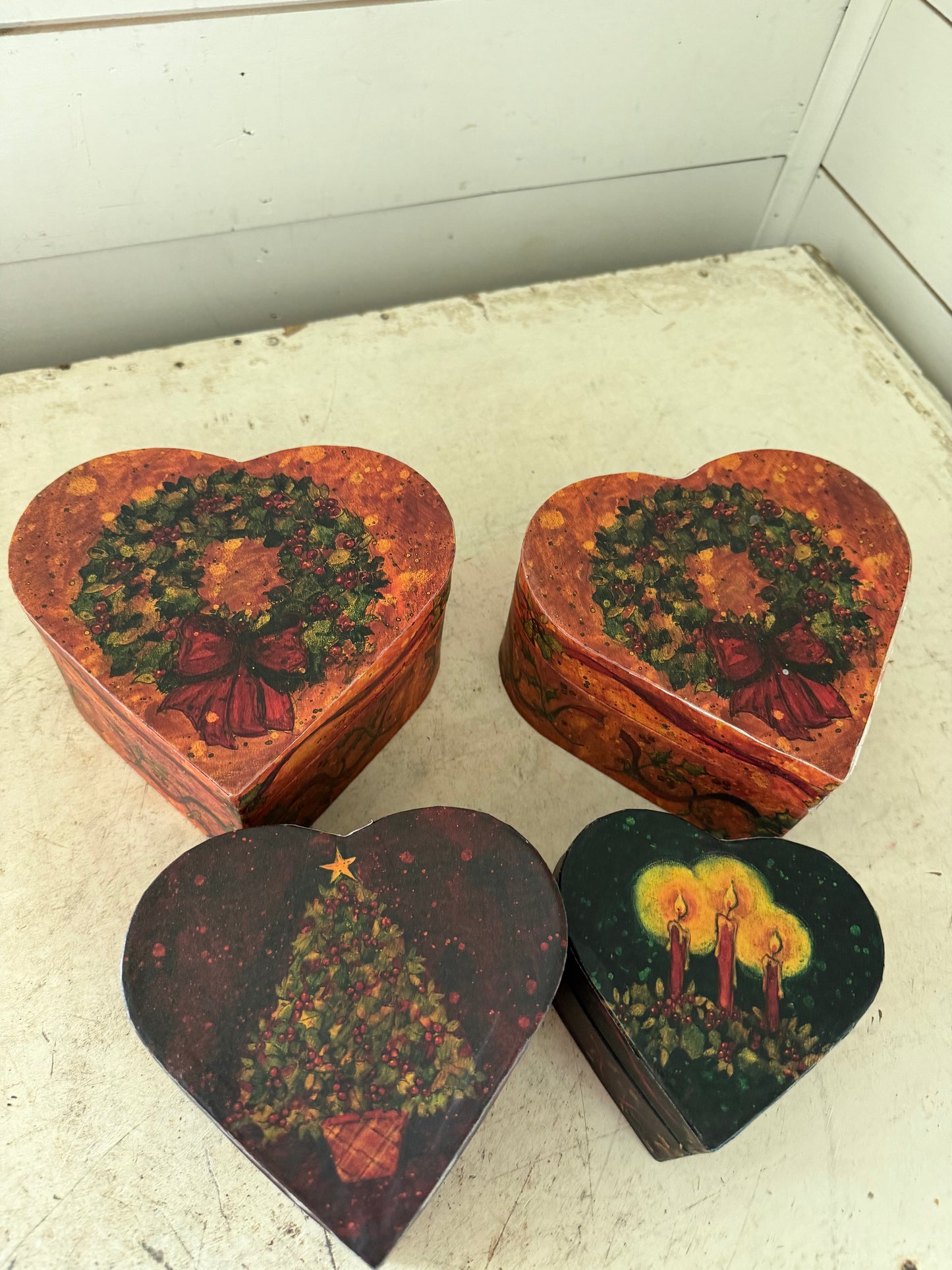Nesting heart boxes will be sold in a set of three and one individually Will get makeover