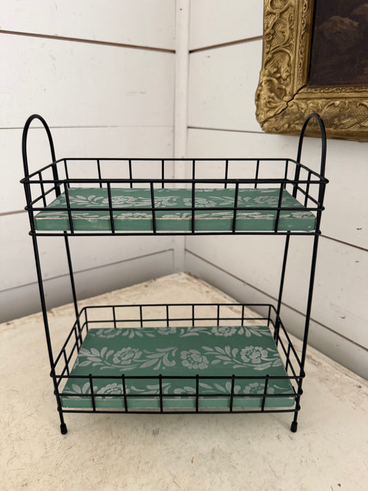 Hand-painted two tiered tray organizer