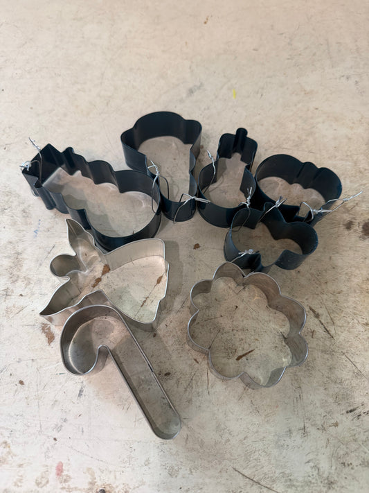 Set of assorted holiday metal cookie cutters