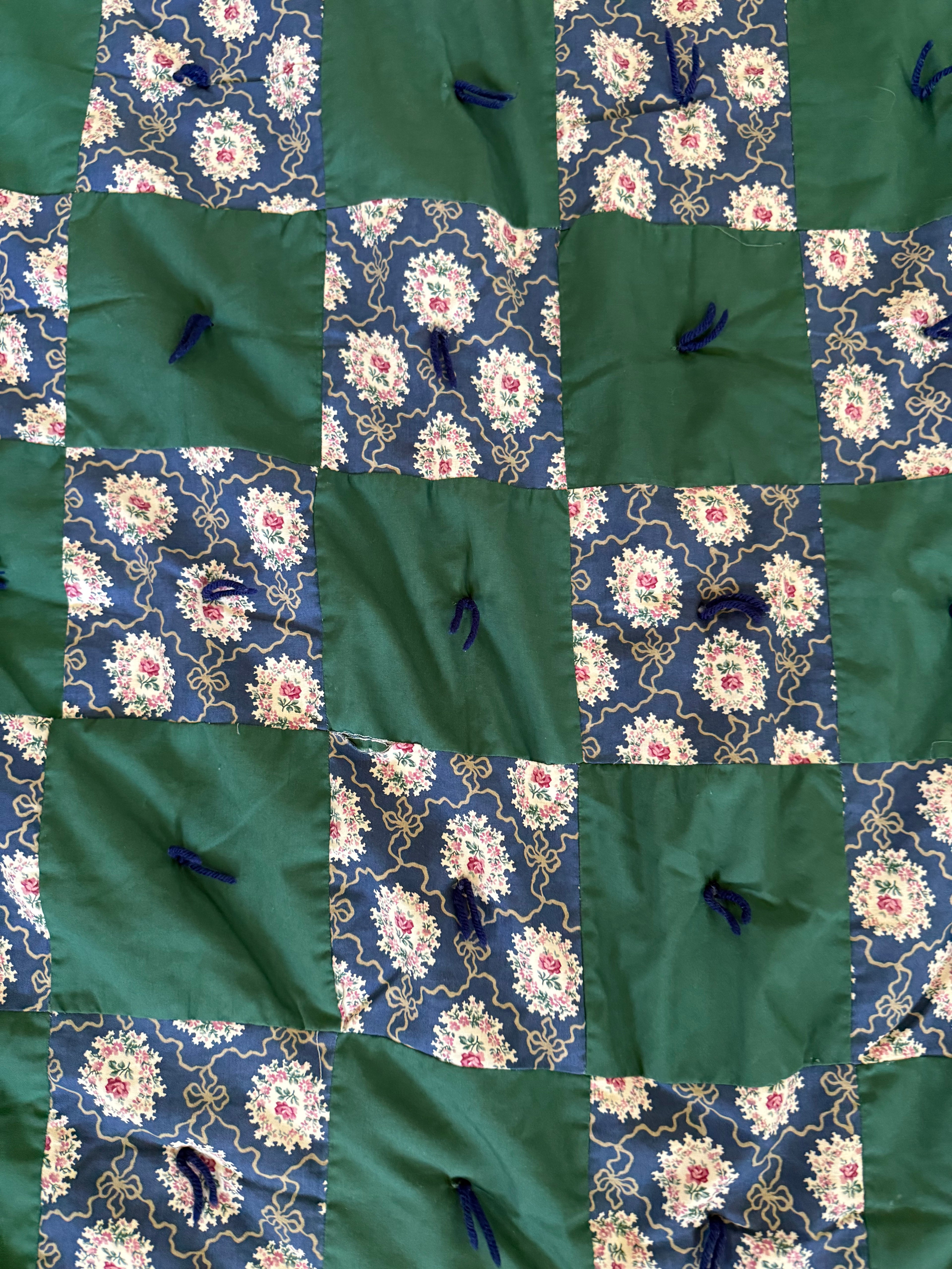 Green & Blue Twin Tie Quilt