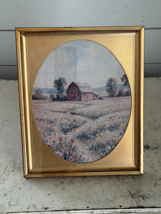 8x10 Brass Frame with Oval Matt Barn Print