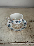 Rosina bone China made in England Teacup and Saucer Blue Floral