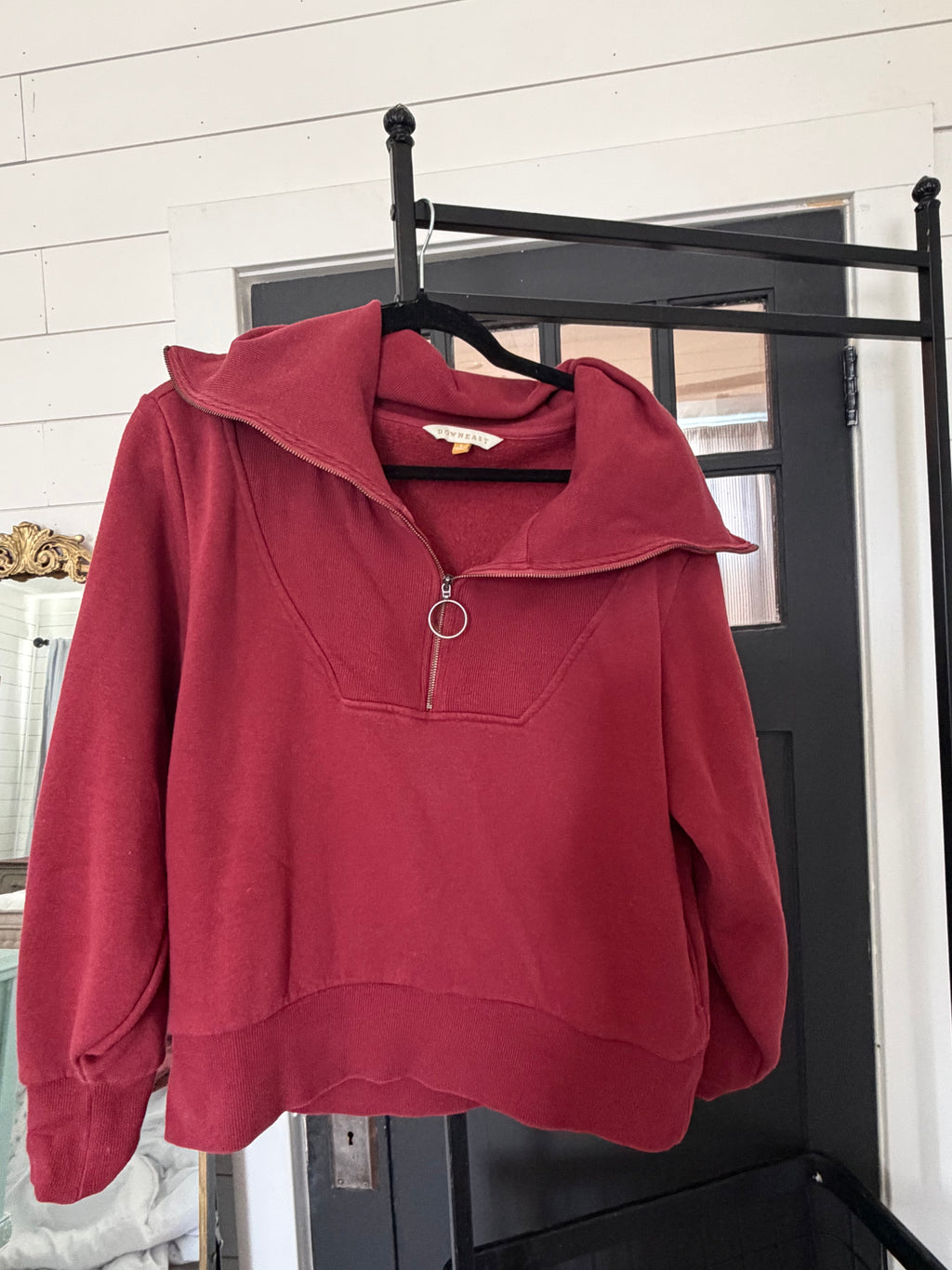 Downeast Rory Quarter Zip Sweatshirt - Burnt Russet Small
