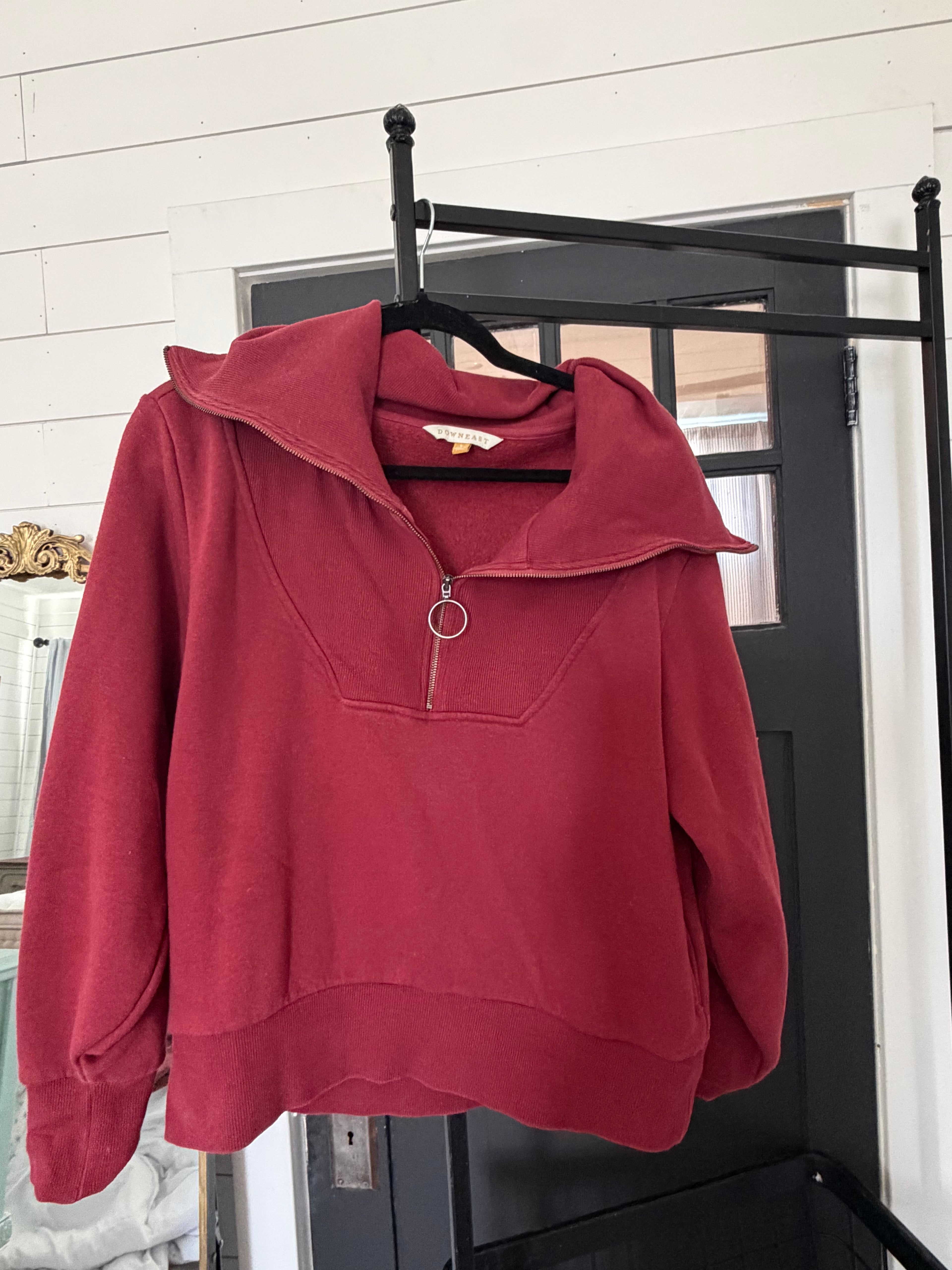 Downeast Rory Quarter Zip Sweatshirt - Burnt Russet Small