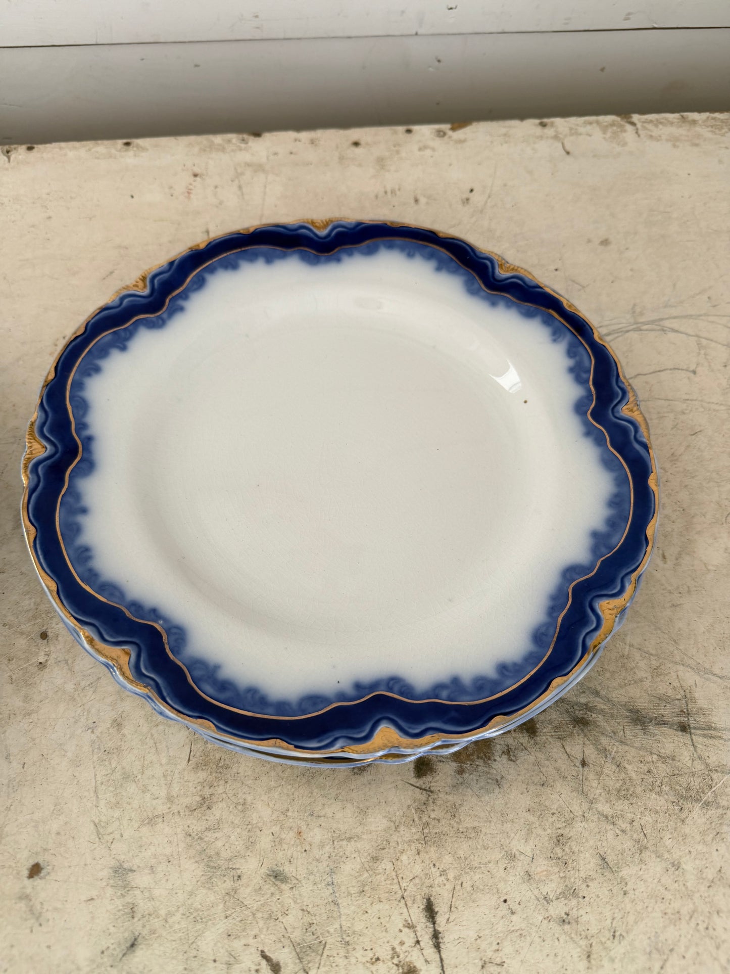 Antique J & G Meakin China Flow Blue Dinner Plate & Bowl sold individually