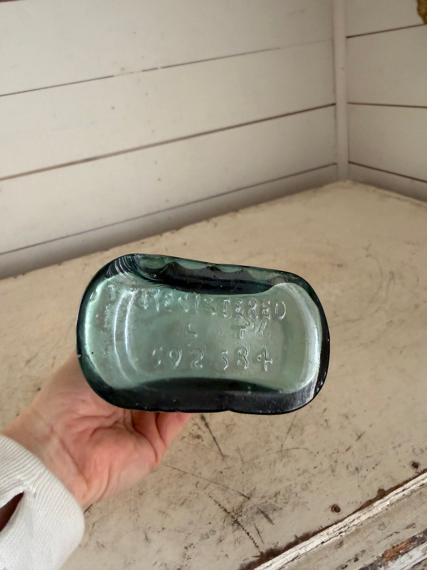 Antique Glass Scrubbs Medicine Bottle - Irregular