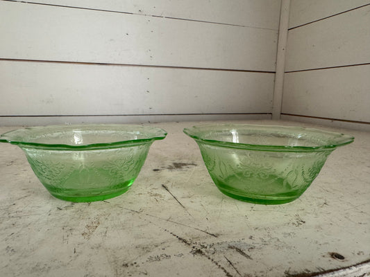 Green Vintage Depression Glass Sherbet bowl sold individually