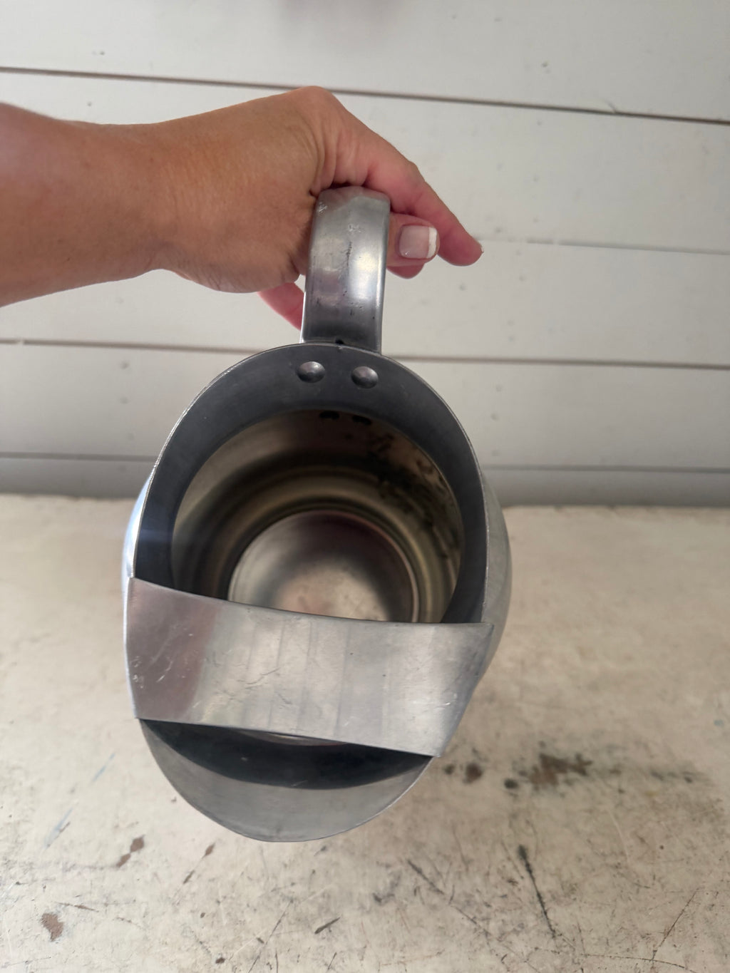 Vintage brushed aluminum water pitcher 4 qt