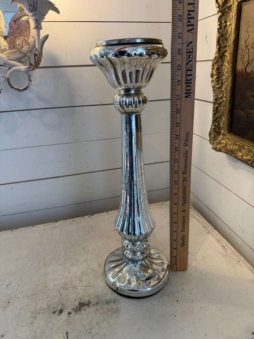Large Mercury Glass Candlestick