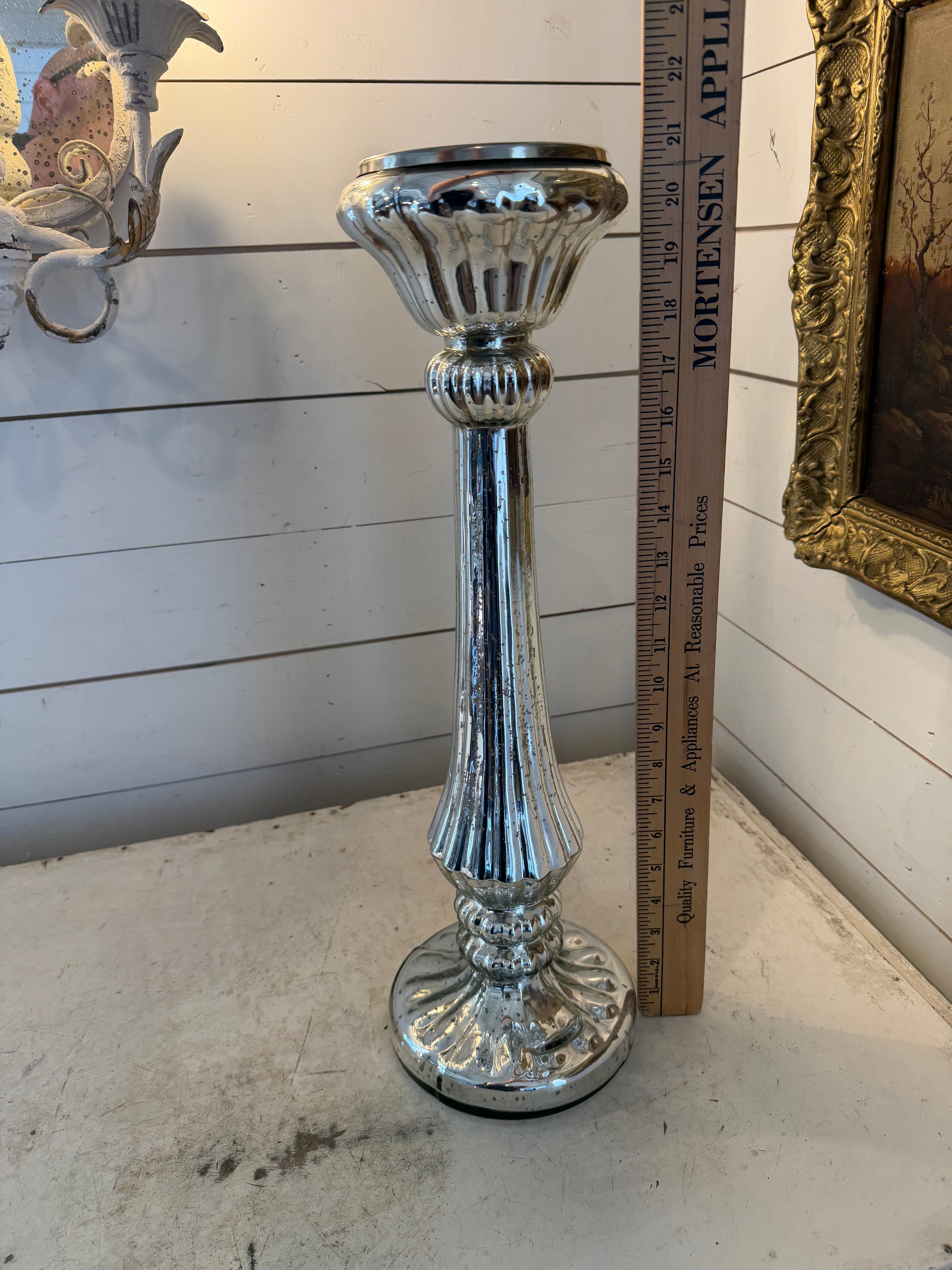 Large Mercury Glass Candlestick