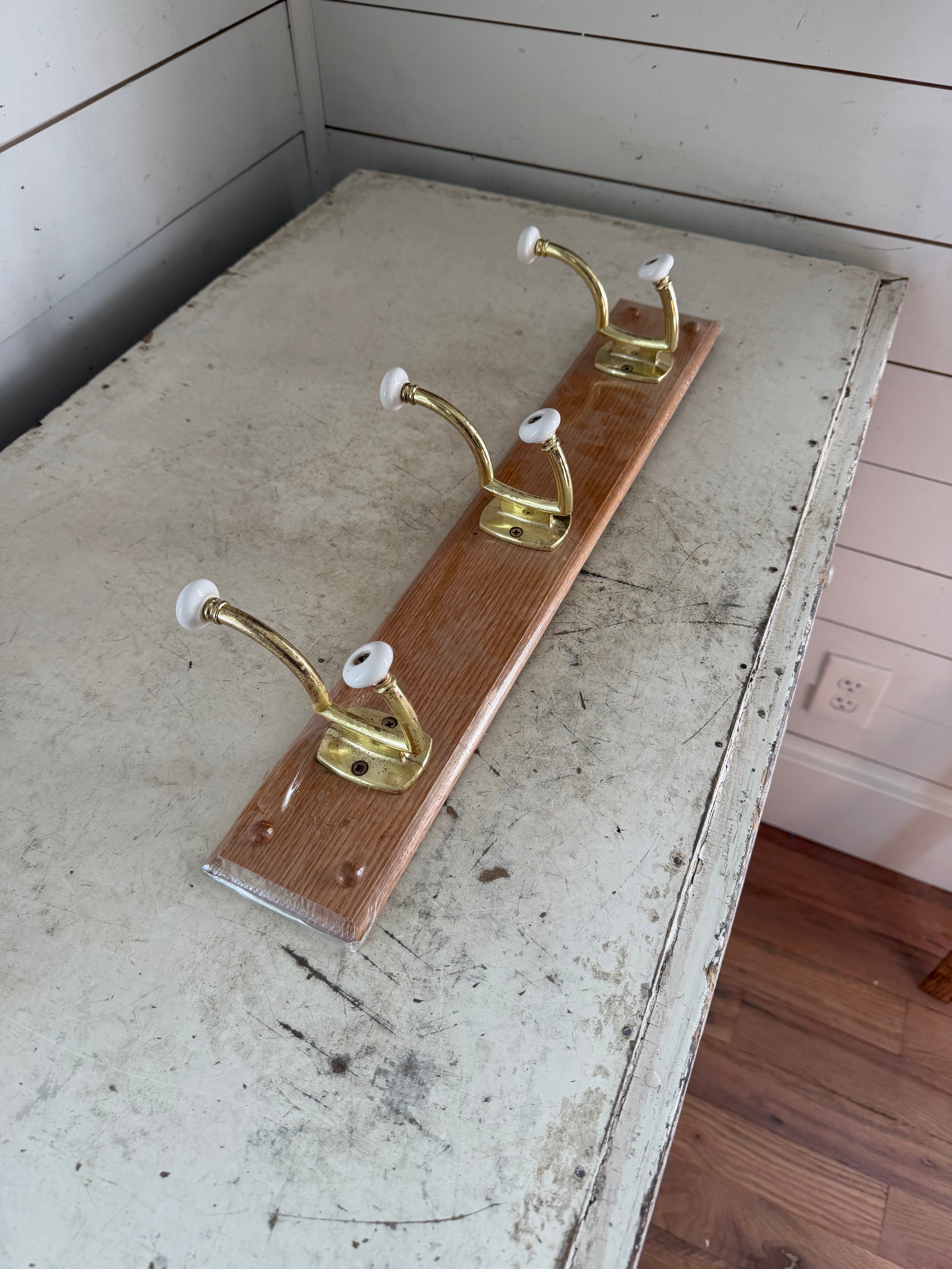 Brass and porcelain coat Rack - Will Get Makeover