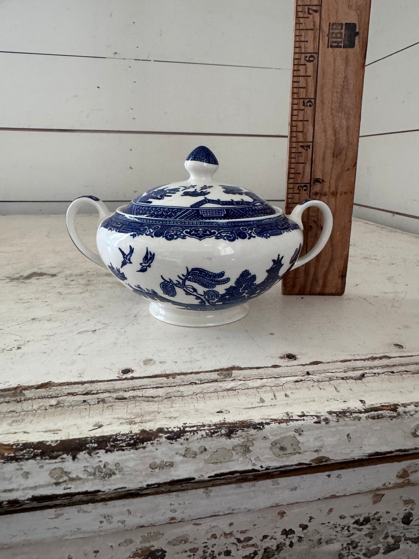 Willow Blue Sugar Bowl With Lid