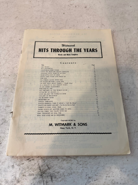vintage sheet music book titled "Witmark Hits Through the Years