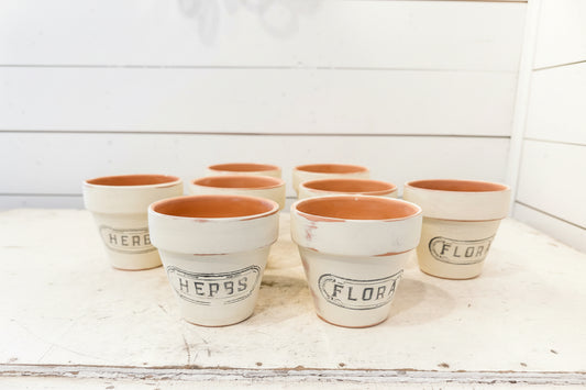 Painted and Stamped Terracotta pots - sold individually - CHOSEN AT RANDOM