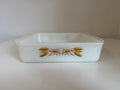 Anchor Hocking #452 Fire King Vintage Golden Wheat Milk Glass Square Baking Pan 8in