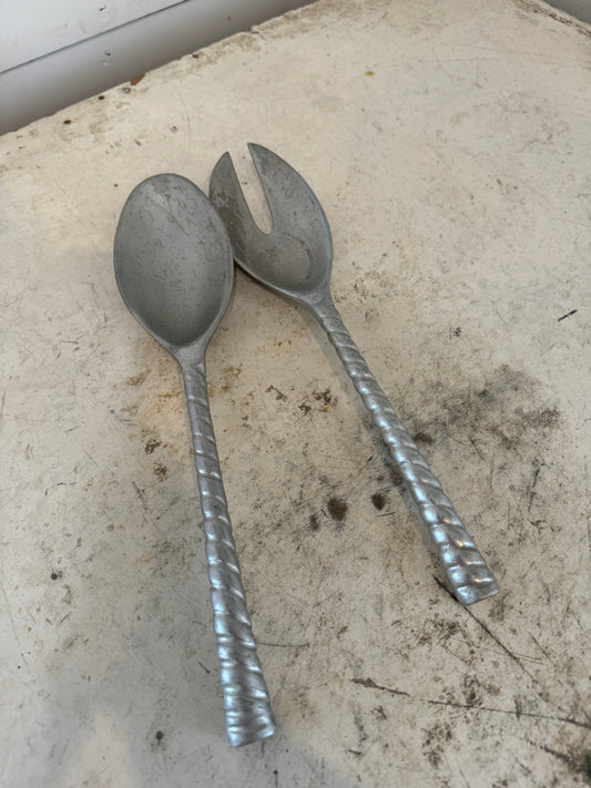 Pewter Salad Tong Set