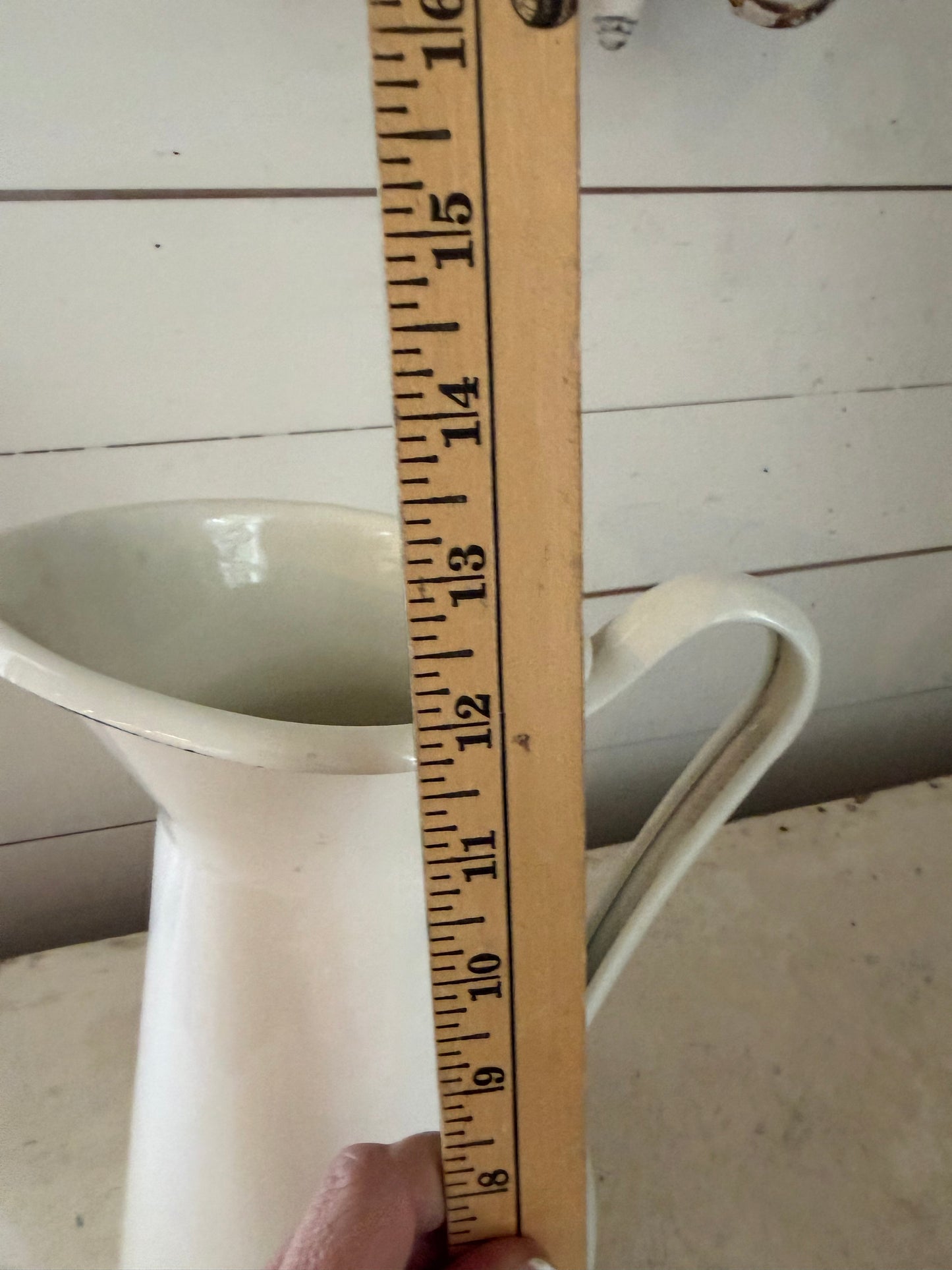 White Enamel Pitcher - Will get transfer