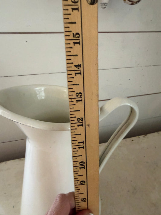 White Enamel Pitcher - Will get transfer
