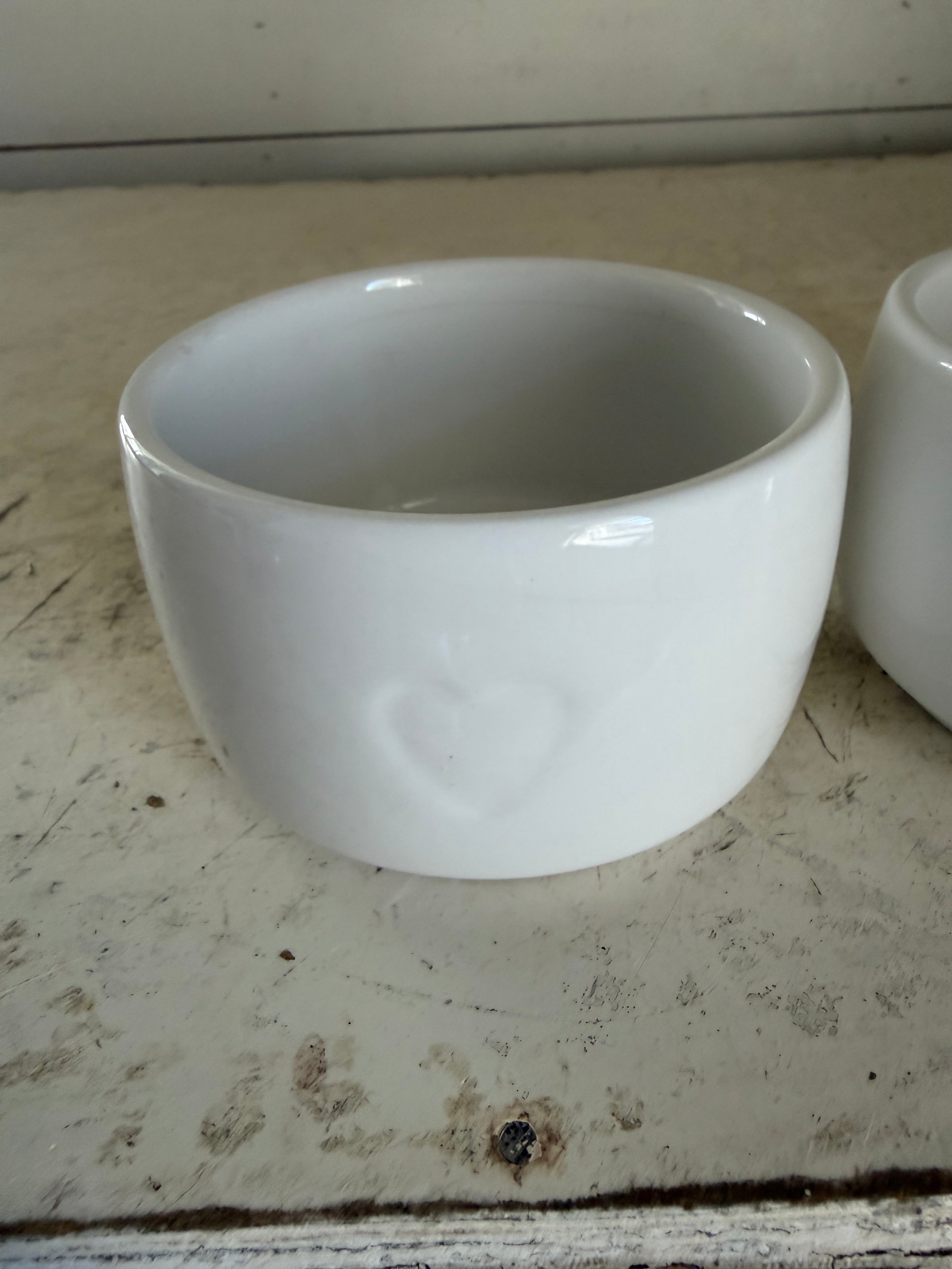 Ramekin with heart on it will get hard dish soap sold individually