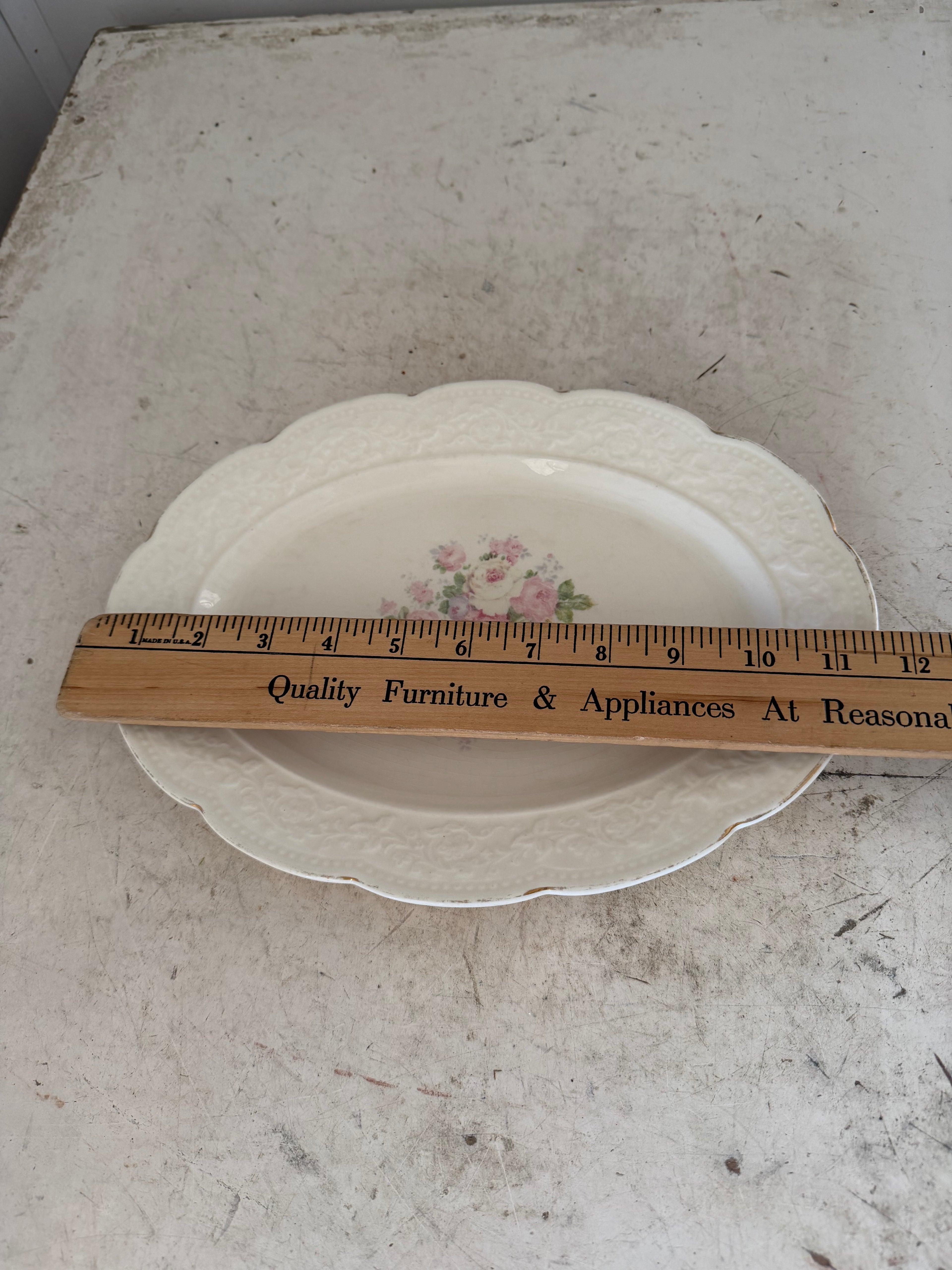 Vintage~Oval Platter~Edwin M. Knowles China Co USA Floral Pattern 11.5"