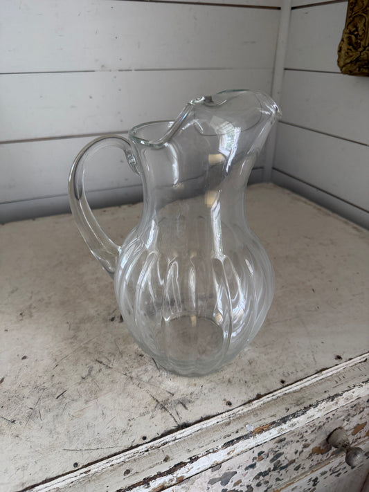 Fluted glass juice, pitcher