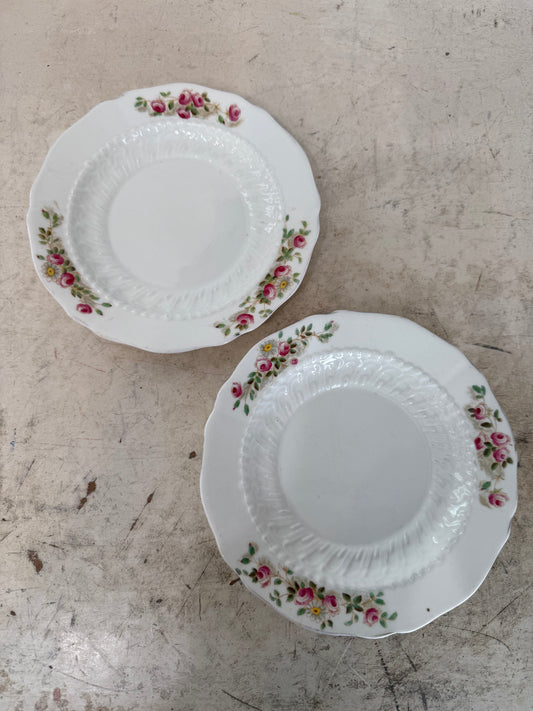 Early 20th C Samuel Radford Fenton porcelain dessert plates / pink roses Royal sold individually