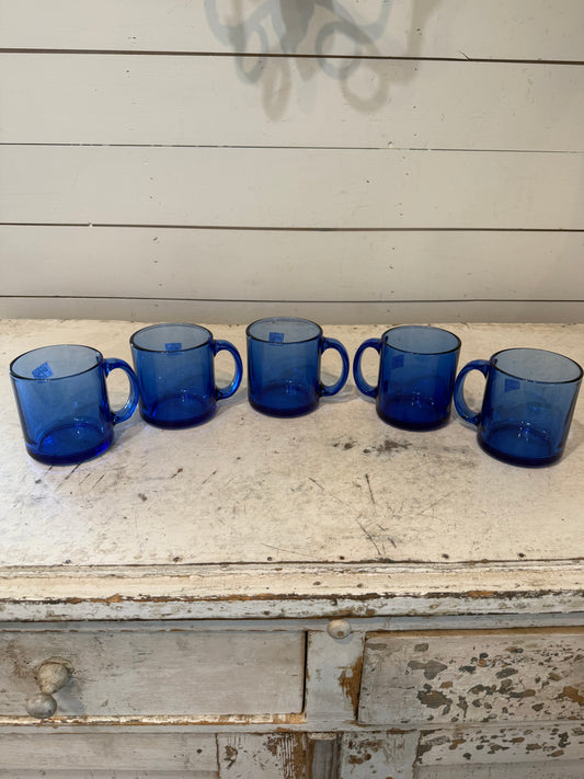 Anchor Hocking Cobalt Blue Glass Cafe Coffee Mug - sold individually