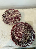 Burgundy and cream divided Splatterware enamel plate sold individually