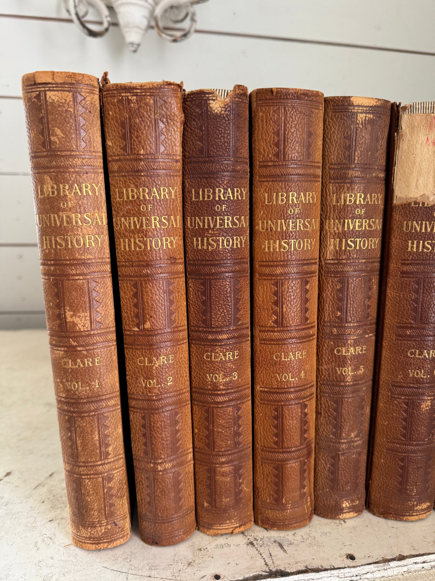 UNIVERSAL HISTORY Library of EIGHT (8) Volumes 1897 Complete Set Leather Spines