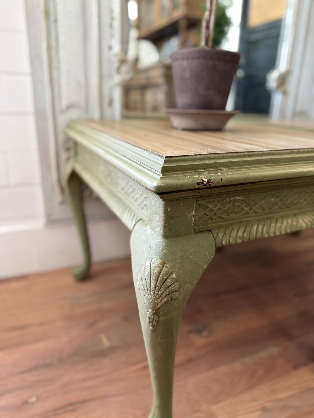 French Country Cottage Hand Painted Solid Wood Side Table Set