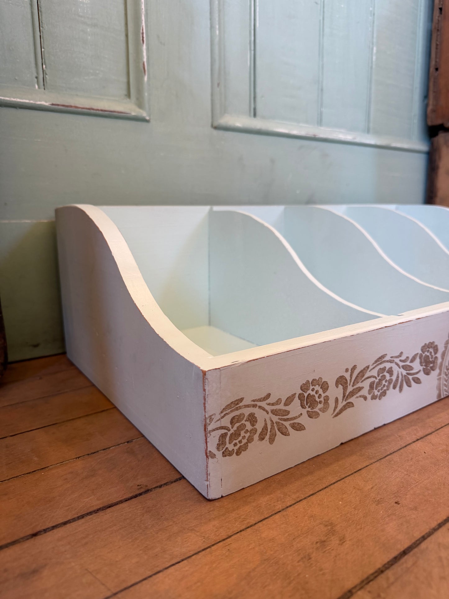 Solid wood, shabby chic desk, organizer, cubbies 22.5x6.5x11.5”