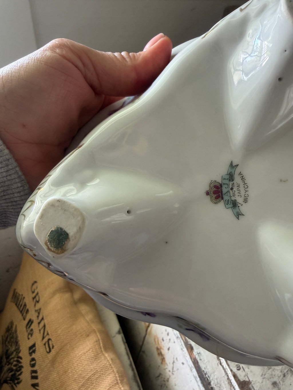 Vintage Footed Norcrest Fine China Sweet Violets Divided Covered Box